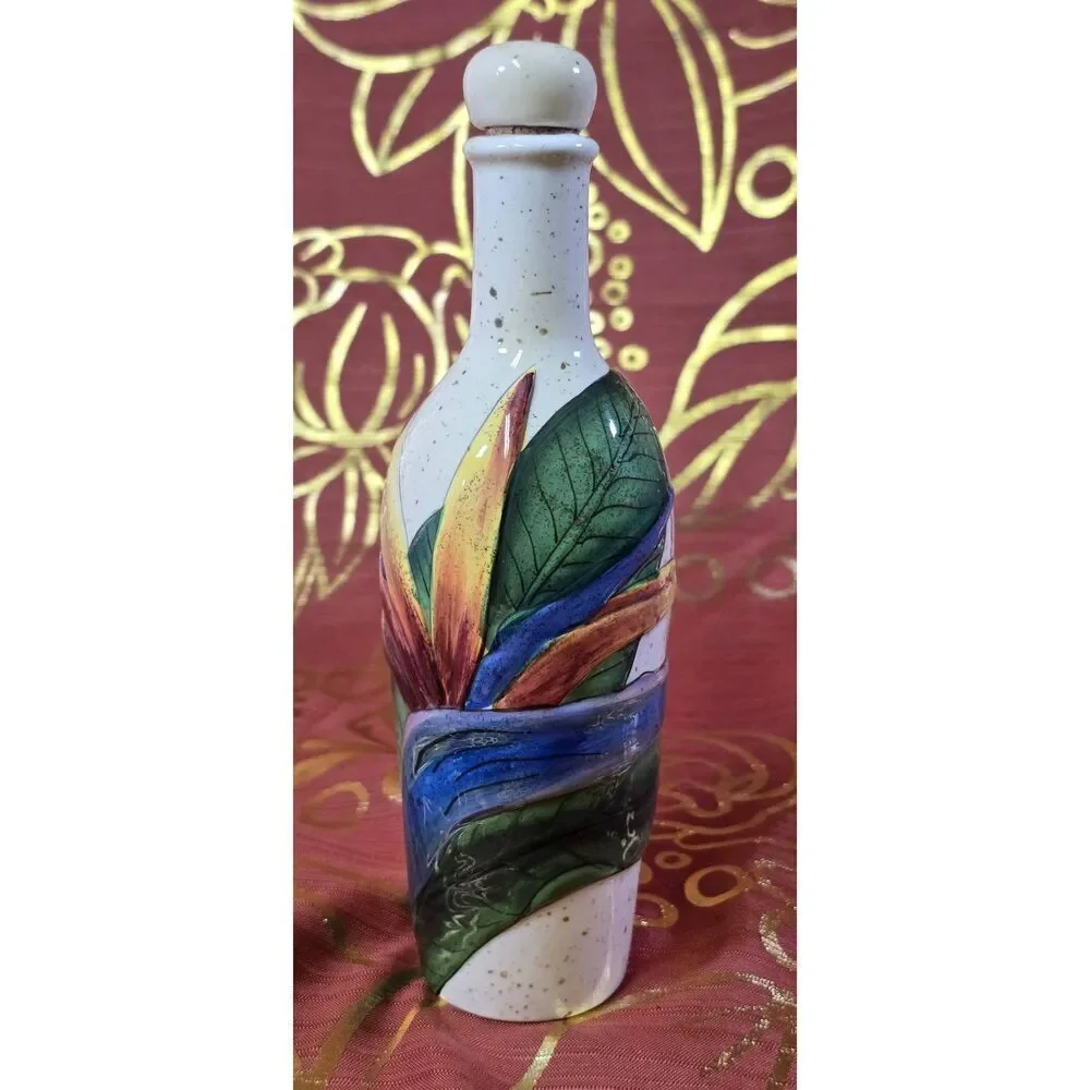 Island Plantations Oil/Vinegar Decanter Bird Of Paradis (With Stopper/Cork)